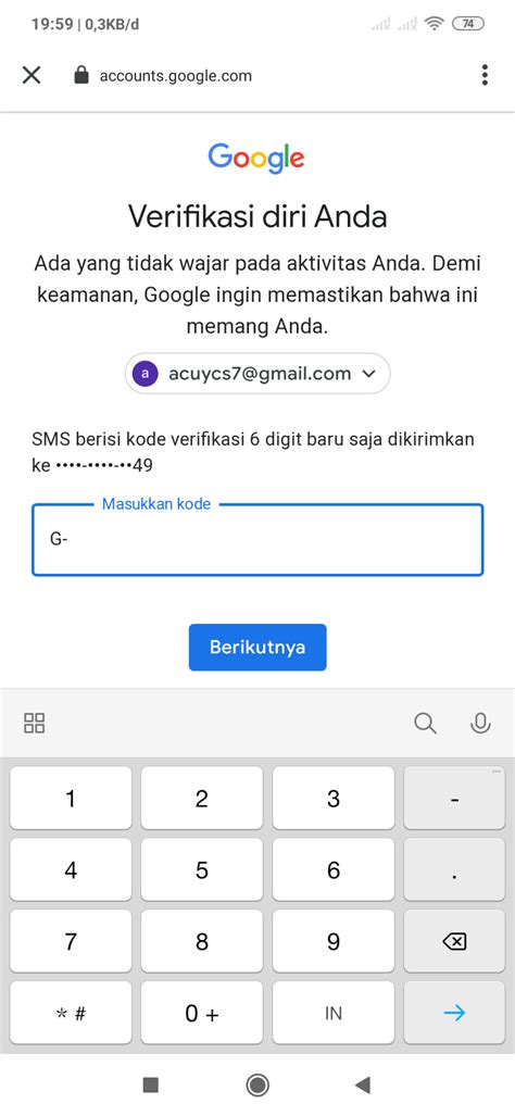 Perbarui perangkat seluler Anda untuk menerima kode verifikasi .
